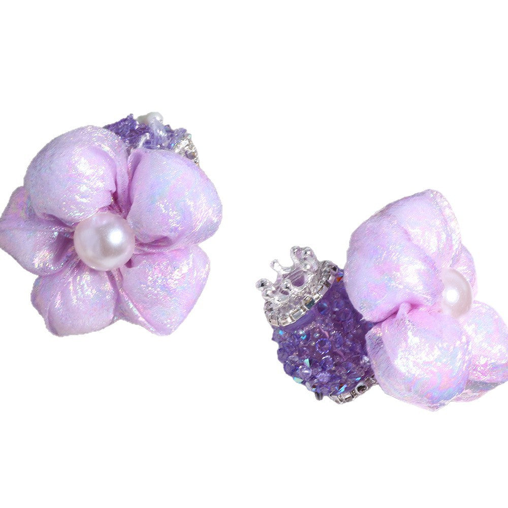 Wholesale 5pcs/pack Crown Pearl Sugar Bubble Flower DIY Straight Hole Loose Beads Mobile Phone Chain Key Chain Bag Chain Jewelry Accessories